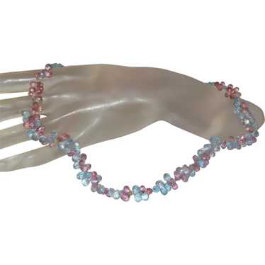 Pink and Blue Topaz Briolette Necklace