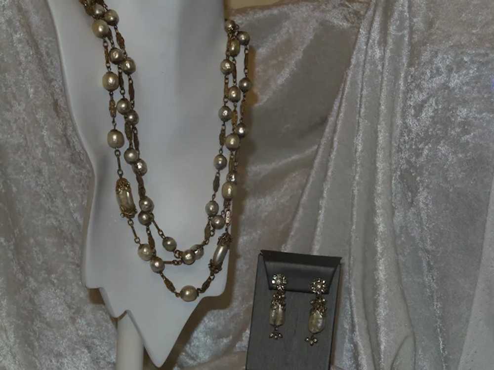Vintage Faux Blister Pearl and Faux Baroque Pearl… - image 2