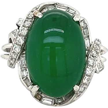 13 Carat Imperial Jadeite Jade and Diamond Ring i… - image 1