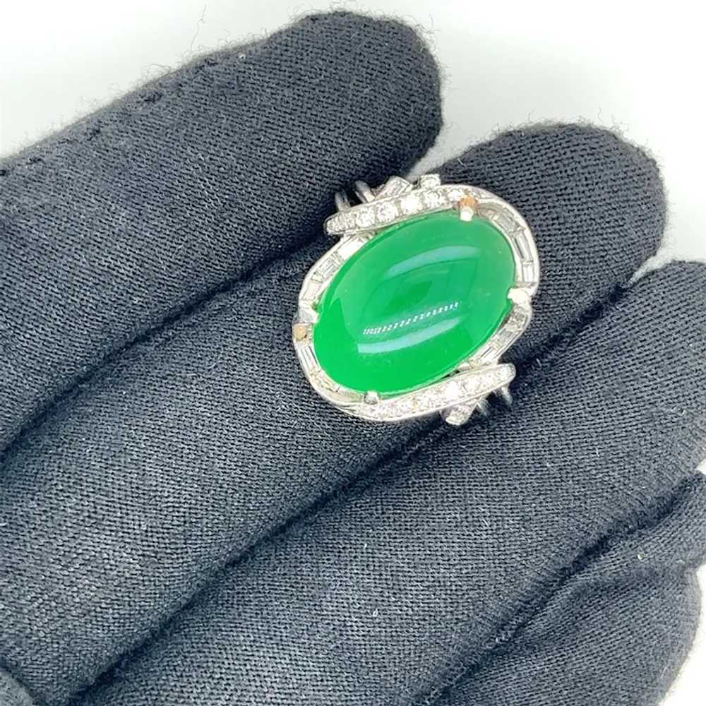 13 Carat Imperial Jadeite Jade and Diamond Ring i… - image 3