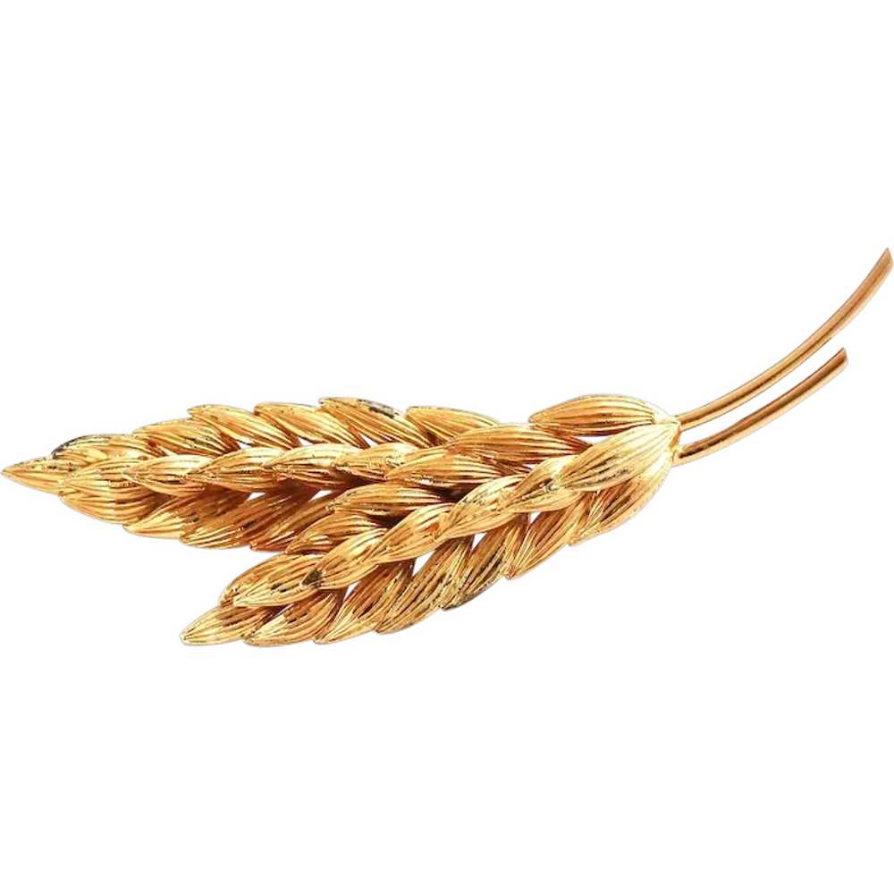 Napier Vermeil Sterling Wheat Brooch Pin - image 1