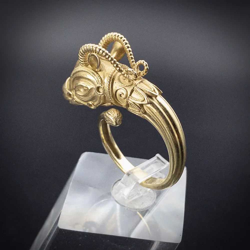 Archeological Revival Etruscan Influence 18K Ibex… - image 2