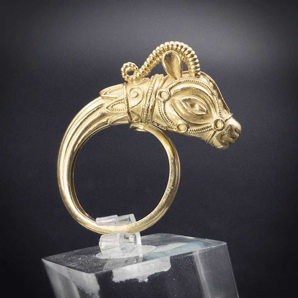 Archeological Revival Etruscan Influence 18K Ibex… - image 5