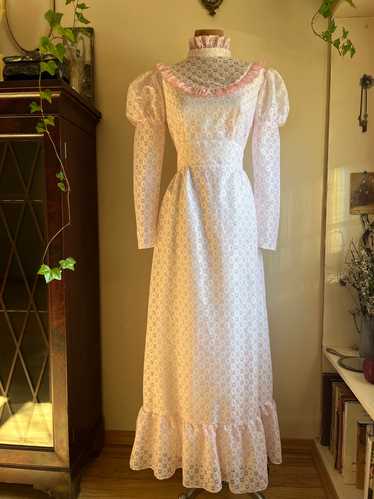 Sale~ 1970’s Vintage Pale Pink Lace dress my Montg