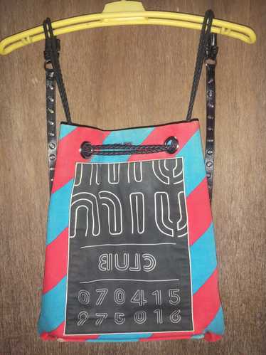 Miu Miu Miu Miu Denim Striped Club Backpack