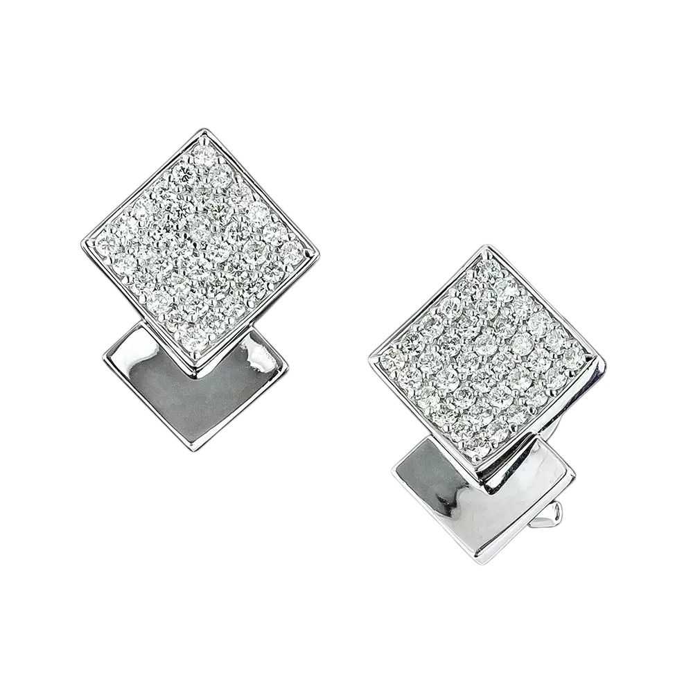 Estate Geometric Pavé Diamond Earrings - image 3