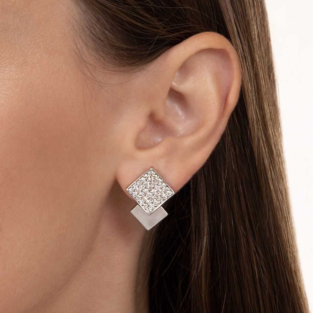 Estate Geometric Pavé Diamond Earrings - image 4