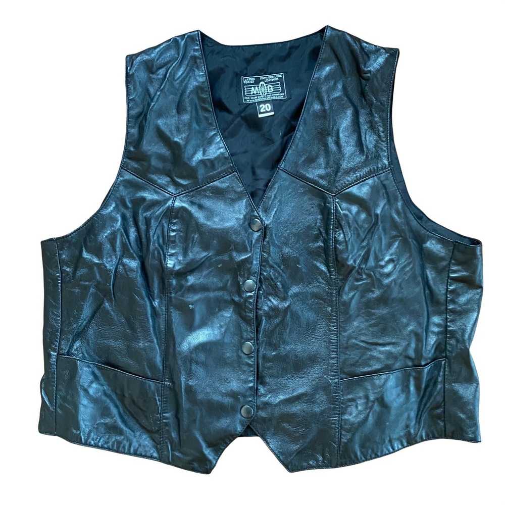 Streetwear × Vintage MOB Genuine Leather Vest Bik… - image 1