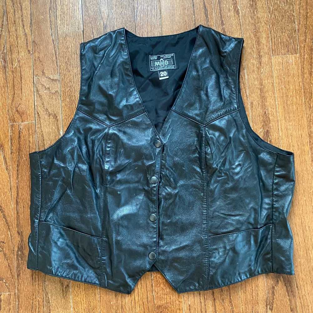 Streetwear × Vintage MOB Genuine Leather Vest Bik… - image 2