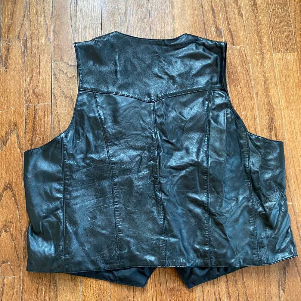 Streetwear × Vintage MOB Genuine Leather Vest Bik… - image 8