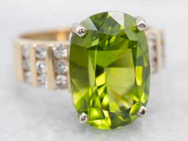 Bold Peridot and Diamond Cocktail Ring - image 1