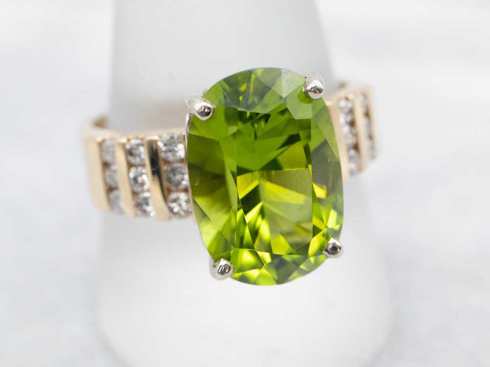 Bold Peridot and Diamond Cocktail Ring - image 3
