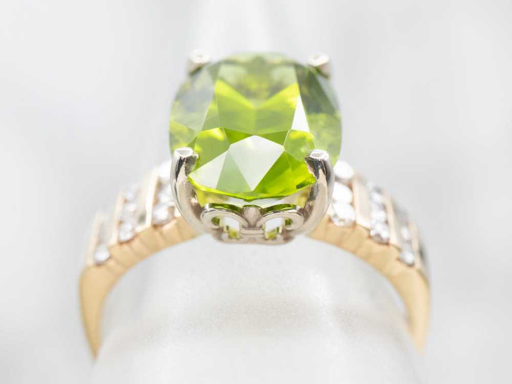 Bold Peridot and Diamond Cocktail Ring - image 4
