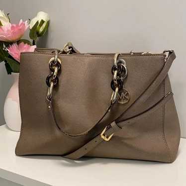 Michael Kors Cynthia Taupe Small Satchel - image 1