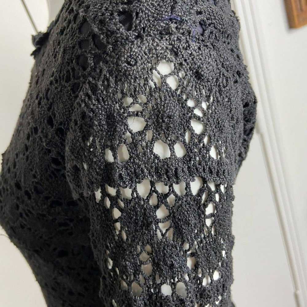 Handmade Vintage 60s 70s Black Crochet Lace Mini … - image 10