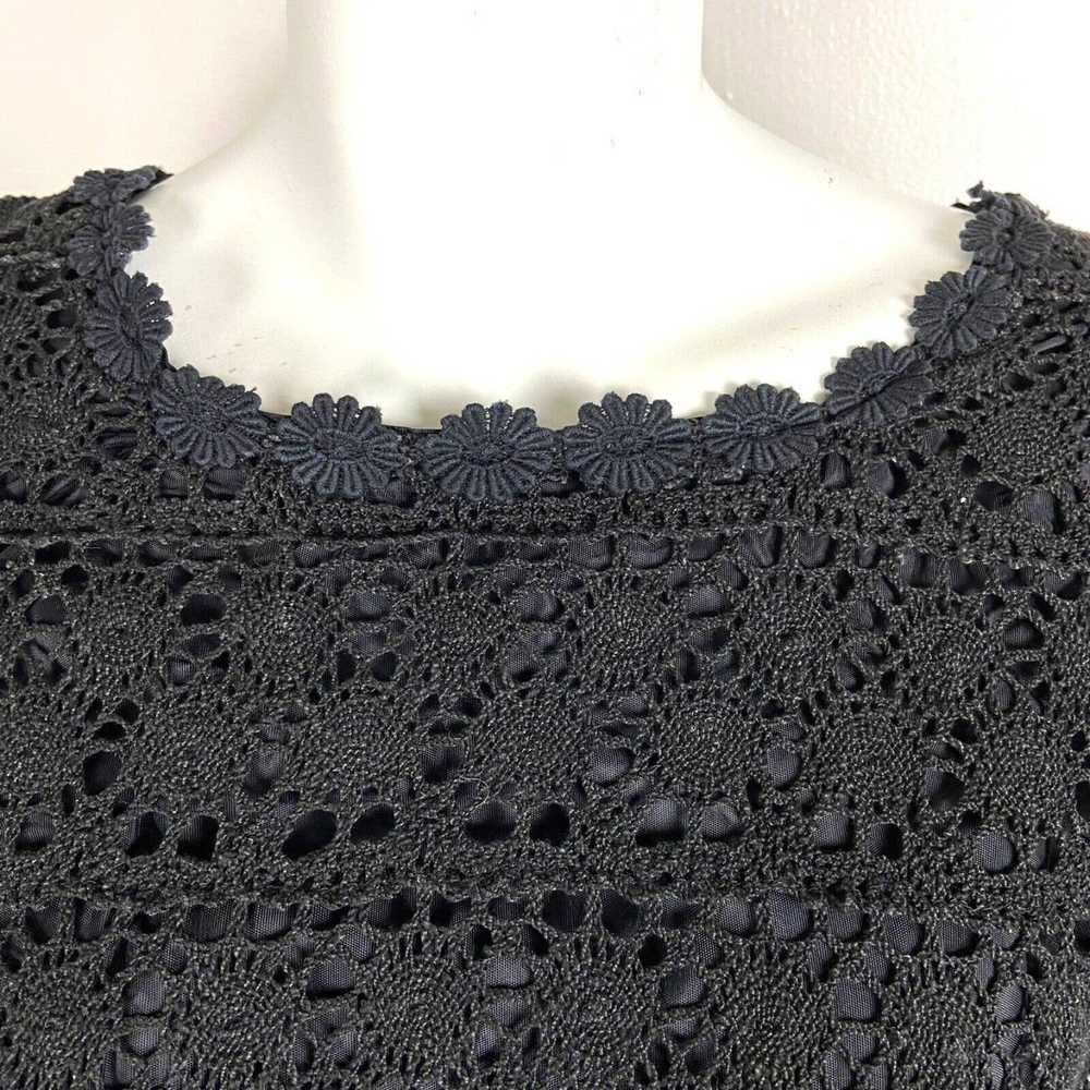 Handmade Vintage 60s 70s Black Crochet Lace Mini … - image 3
