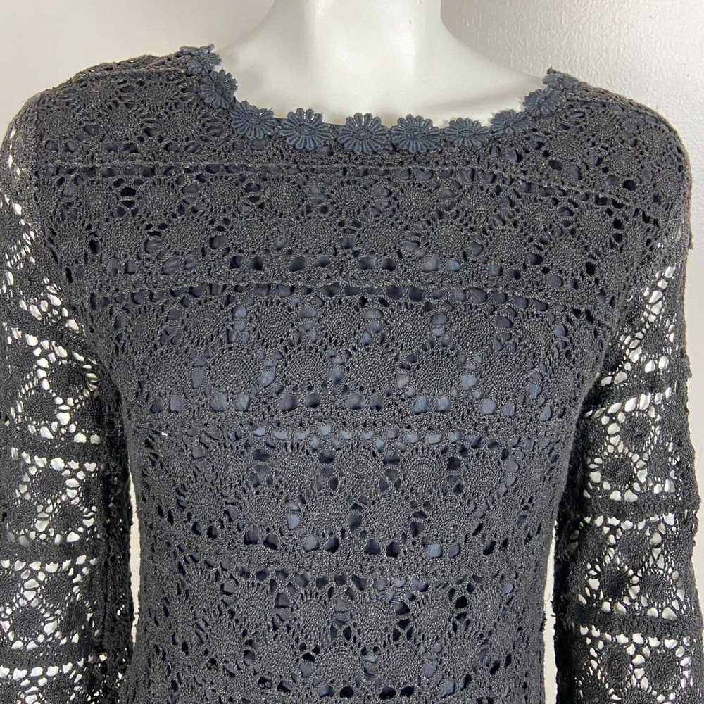 Handmade Vintage 60s 70s Black Crochet Lace Mini … - image 4
