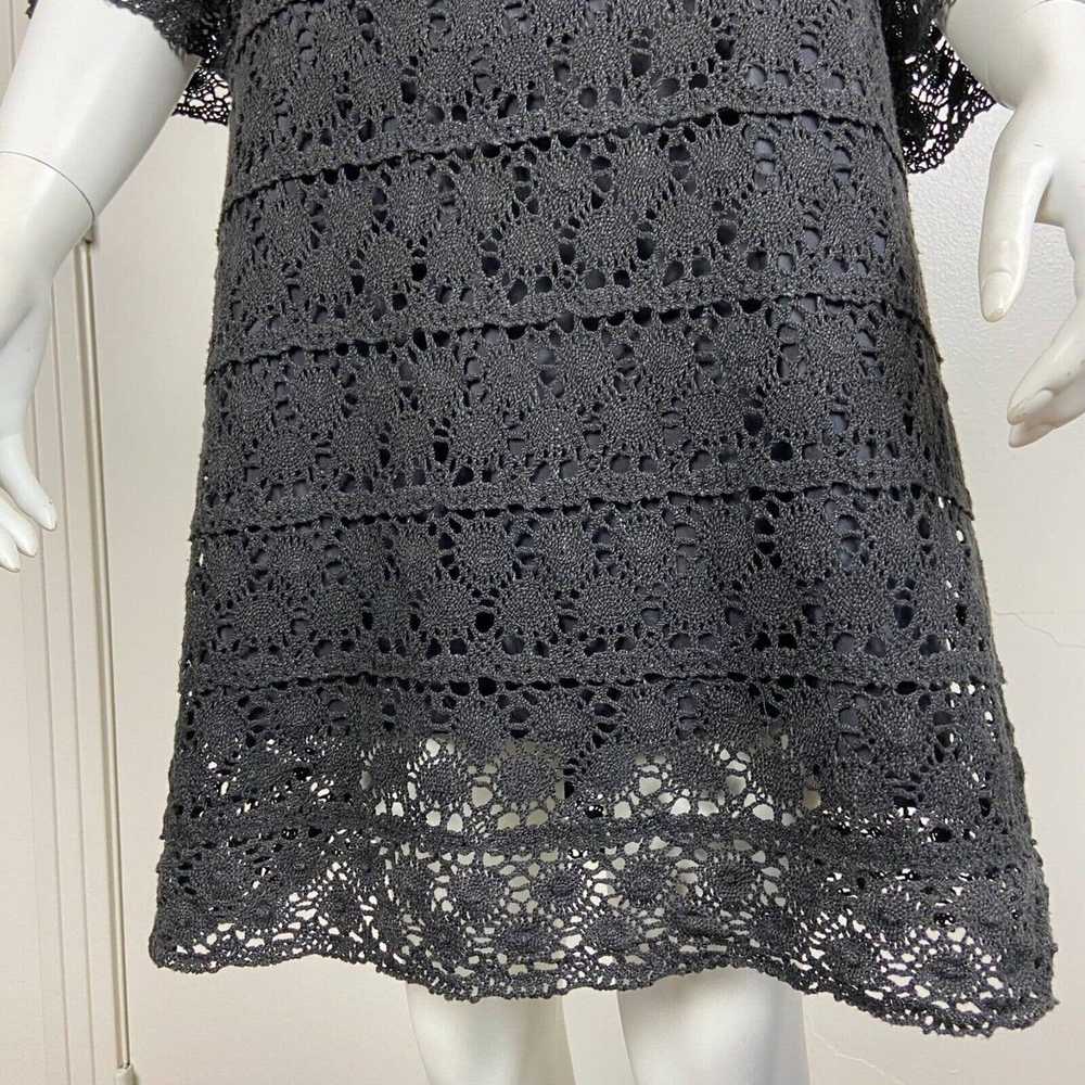 Handmade Vintage 60s 70s Black Crochet Lace Mini … - image 5