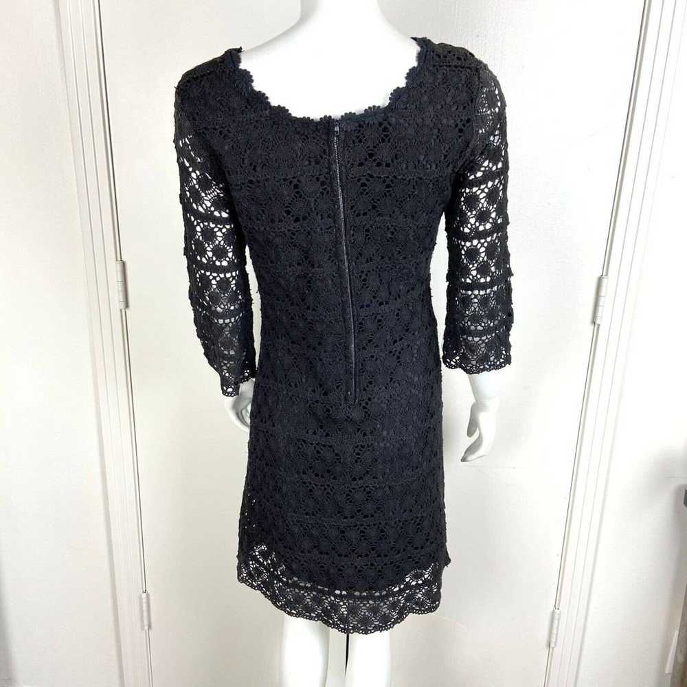 Handmade Vintage 60s 70s Black Crochet Lace Mini … - image 7