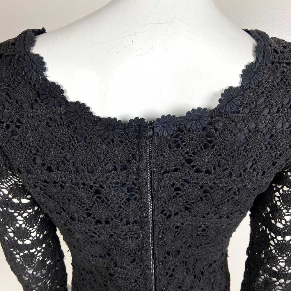 Handmade Vintage 60s 70s Black Crochet Lace Mini … - image 8