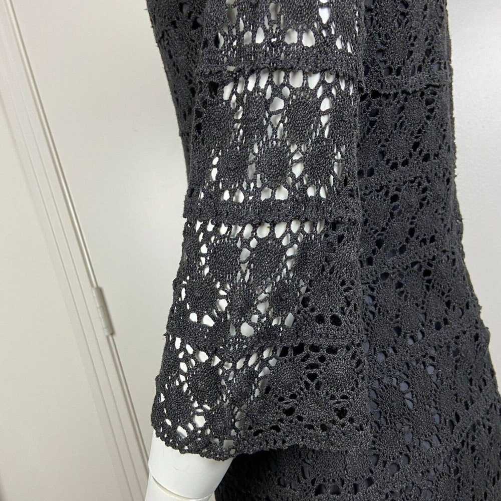Handmade Vintage 60s 70s Black Crochet Lace Mini … - image 9