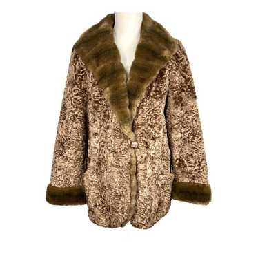 Brazotta Sportowne Faux Fur Coat Vtg 50s 60s store Swing Long Mid Century Taupe Brown.