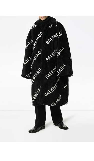 Balenciaga Balenciaga Logo-Print Fur Coat