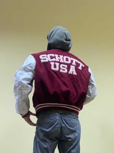 VNTG Schott NYC USA Mens Football Wool/Leather Varsity Jacket Ridgemont sz  SMALL