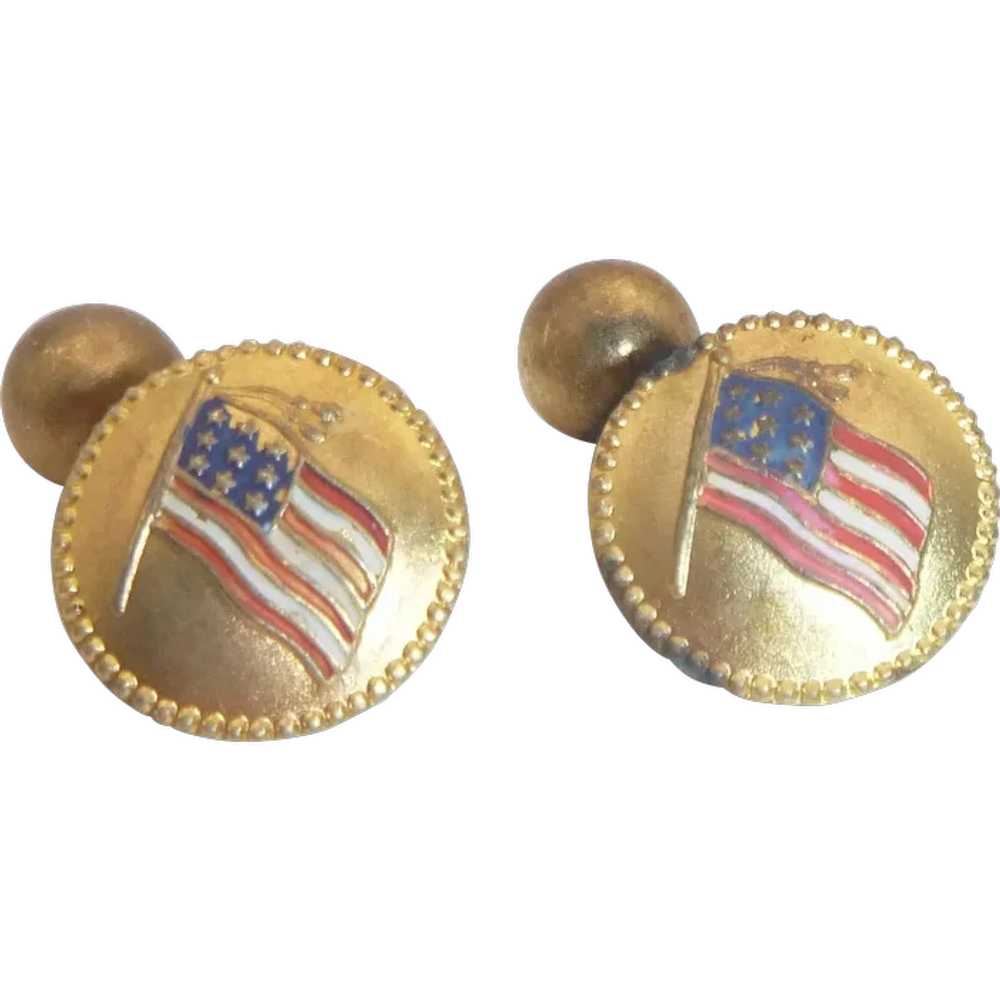 A Pair of Antique American Flag cufflinks - image 1