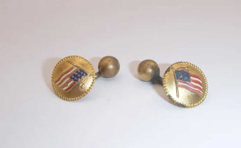 A Pair of Antique American Flag cufflinks - image 2