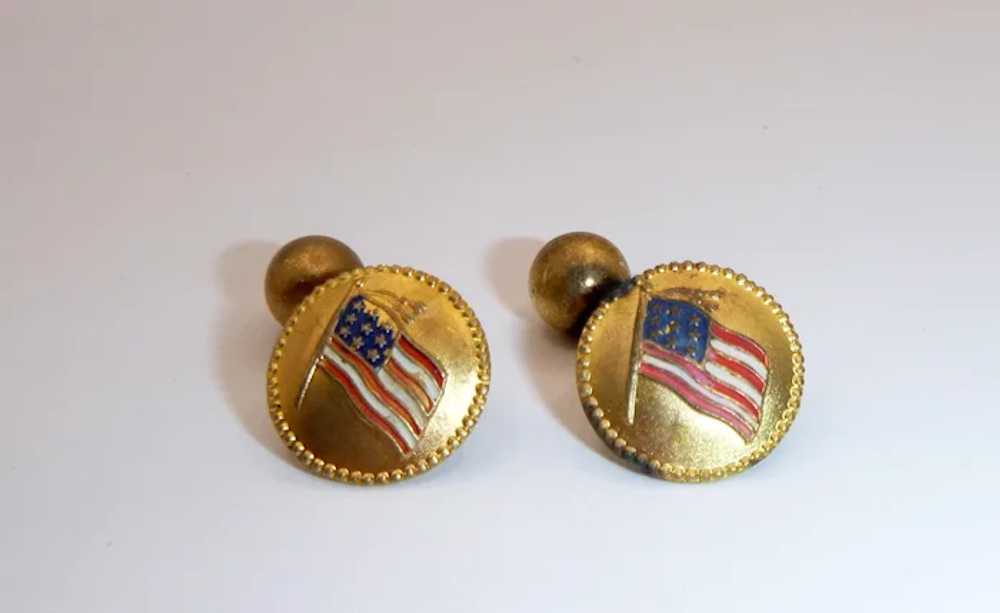 A Pair of Antique American Flag cufflinks - image 3