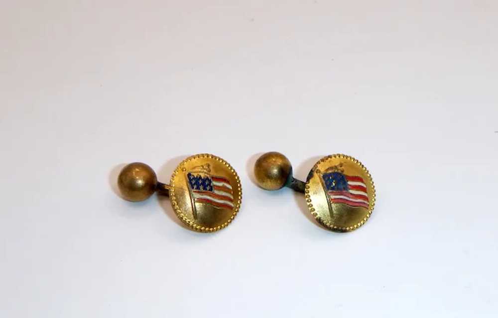 A Pair of Antique American Flag cufflinks - image 4