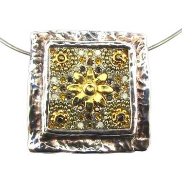 Orit Schatzman Sterling Silver Gold and Silver Glitter deals Swirls Pendant