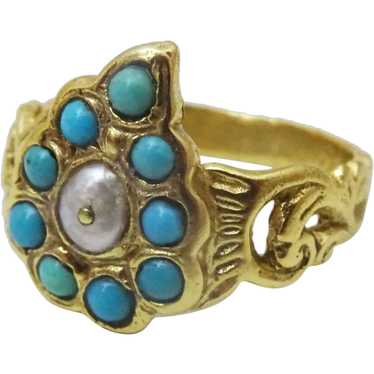 18 karat Gold and Turquoise Paisley Ring - image 1