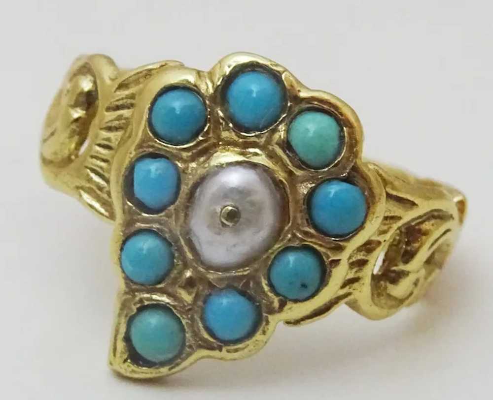 18 karat Gold and Turquoise Paisley Ring - image 2