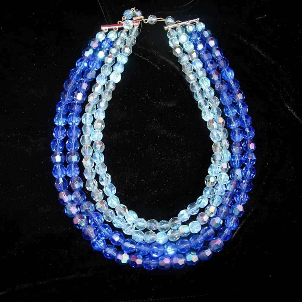 Vintage 4 Strand Crystal Bead Necklace in Light a… - image 7