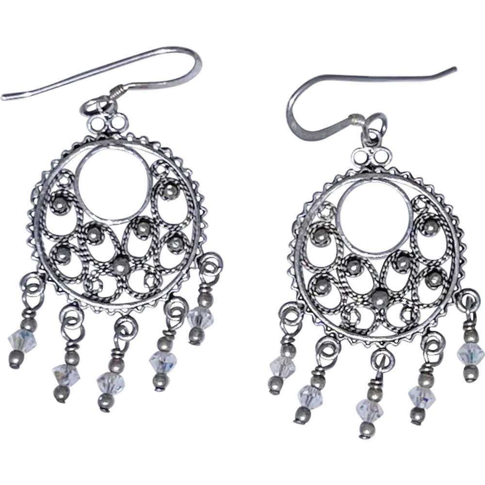 Silver hoop earrings, Spanish Colonial style, fil… - image 1