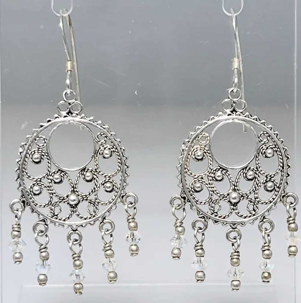 Silver hoop earrings, Spanish Colonial style, fil… - image 2