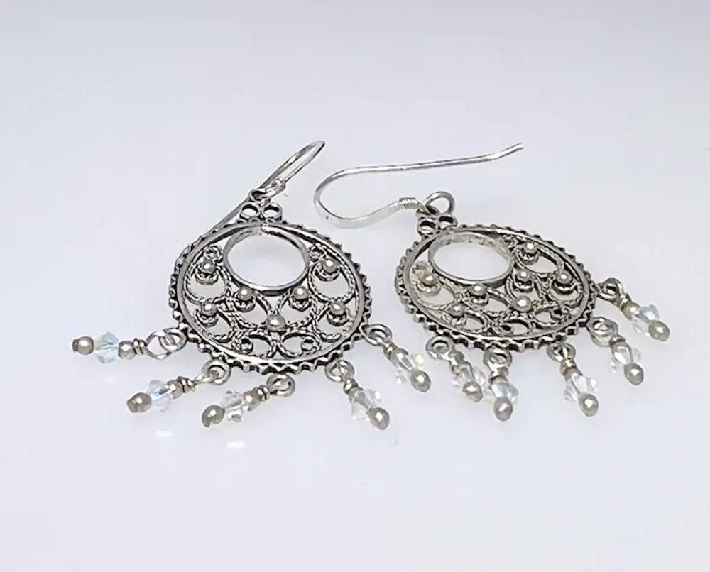 Silver hoop earrings, Spanish Colonial style, fil… - image 3