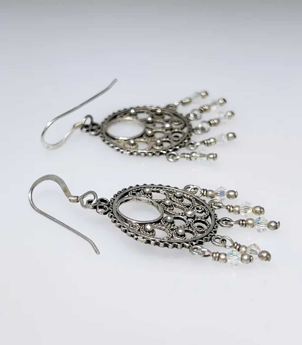 Silver hoop earrings, Spanish Colonial style, fil… - image 4