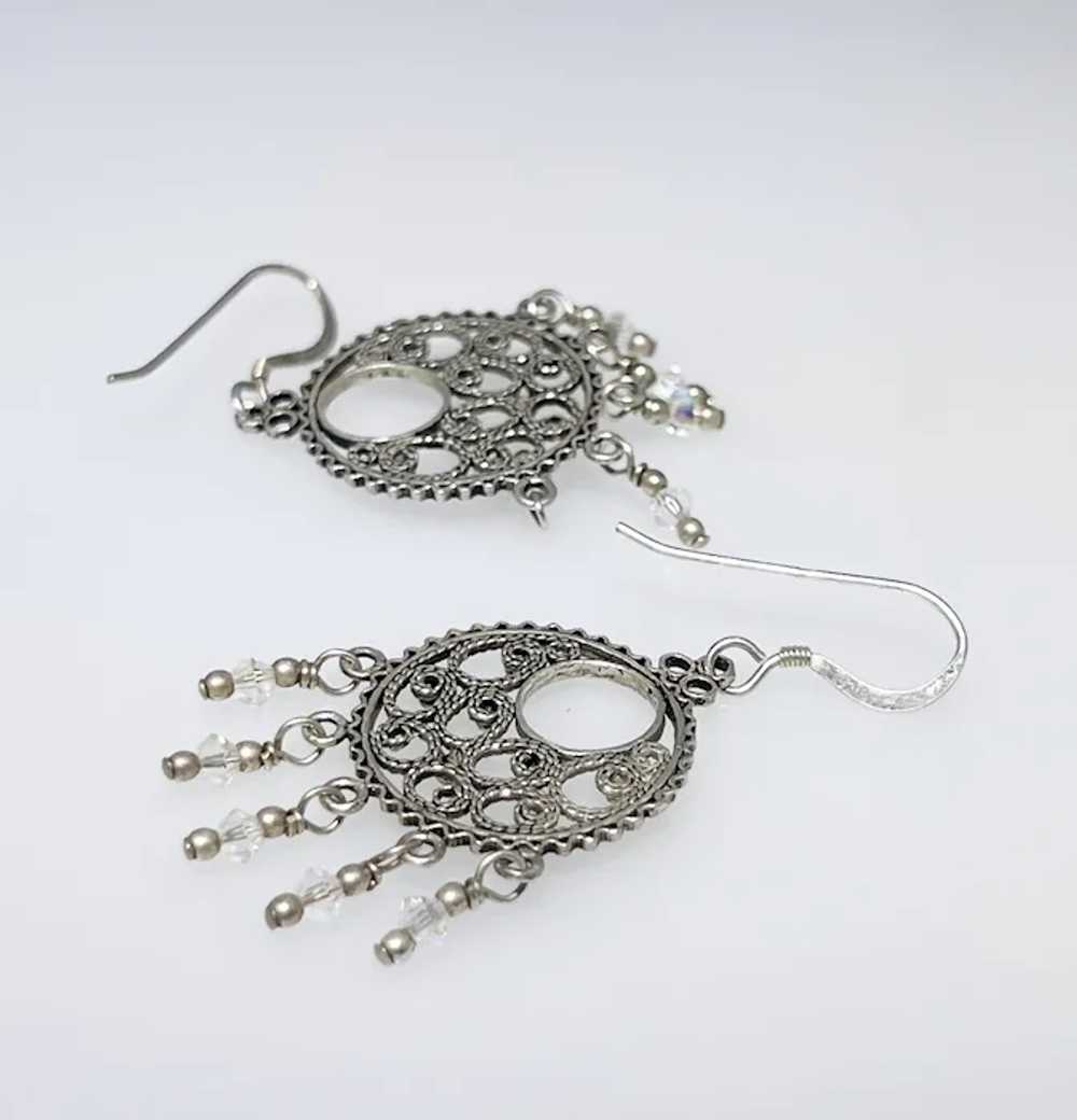 Silver hoop earrings, Spanish Colonial style, fil… - image 5