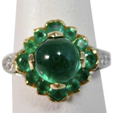 Vintage Estate Emerald & Diamond Ring Platinum & 1