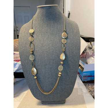Generic Pretty gold tone chain necklace filigree b