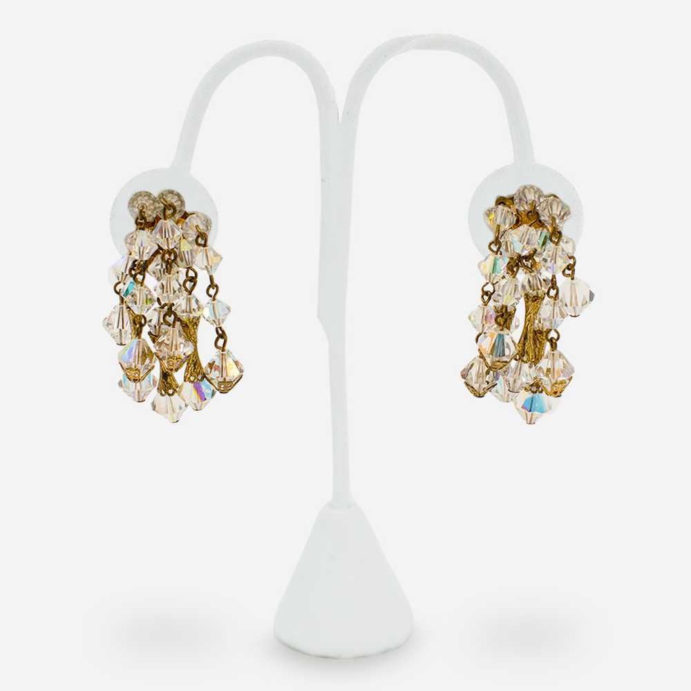 1950s Crystal Waterfall Earrings - image 2