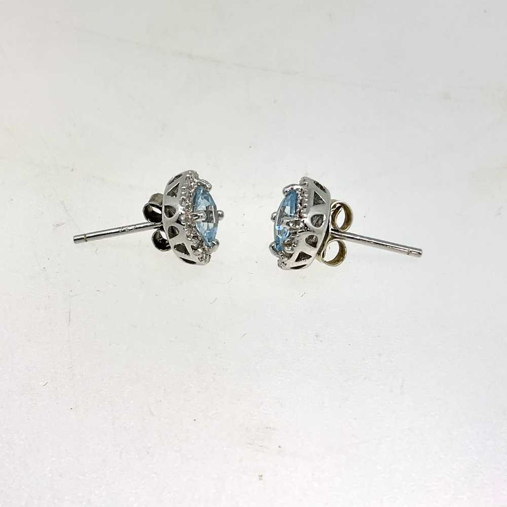 Sterling Silver with Blue Topaz and Diamond Halo … - image 4