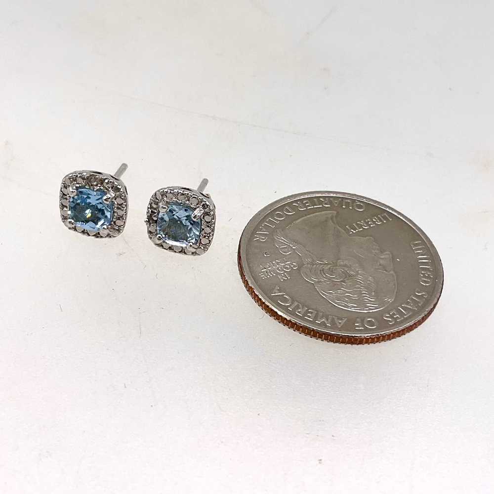 Sterling Silver with Blue Topaz and Diamond Halo … - image 7