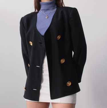 Vintage Swirl Button Wool Blazer