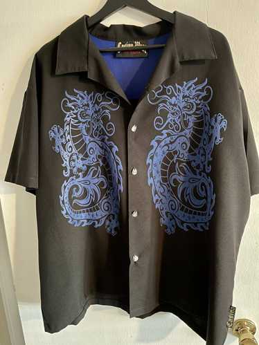 Vintage Casino Wear Blue Dragon Button Down Shirt