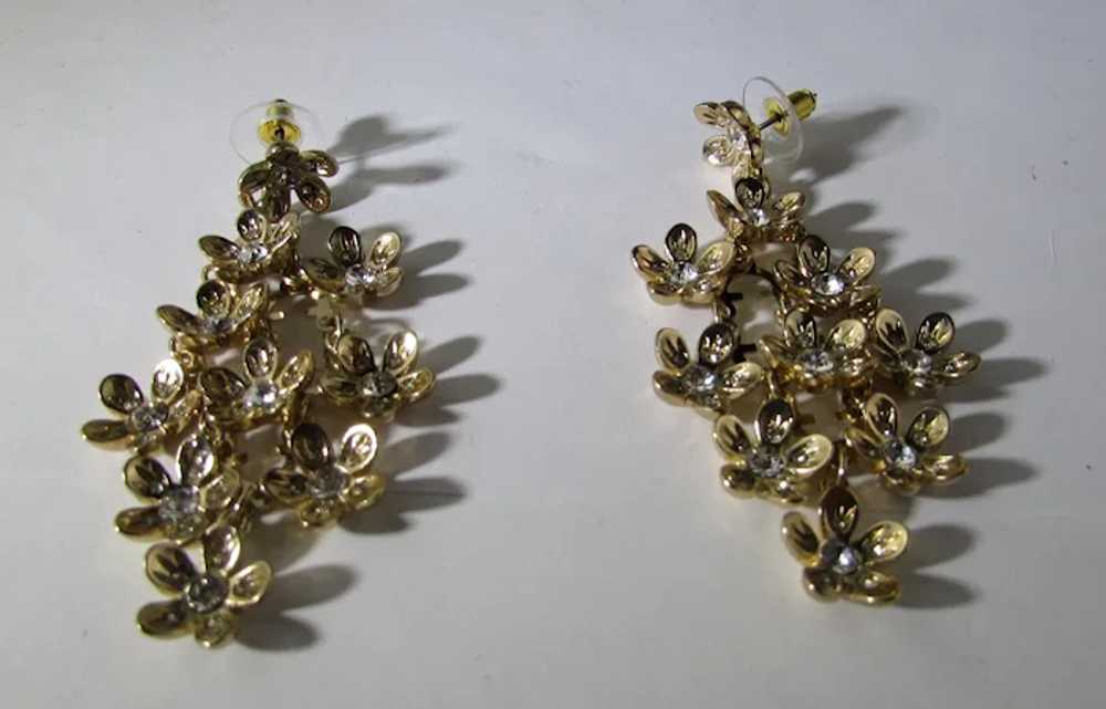 CN Earrings For Pierced Ears in Gold Tone Floral … - image 10