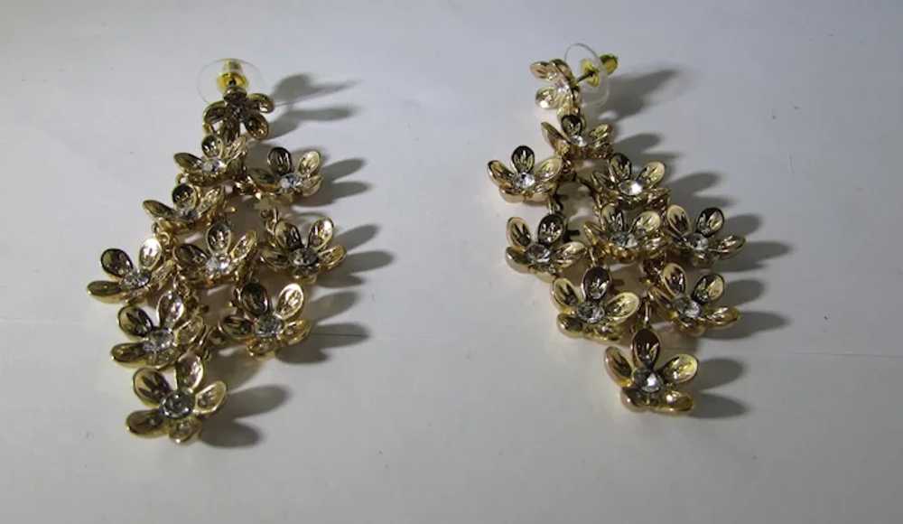CN Earrings For Pierced Ears in Gold Tone Floral … - image 11